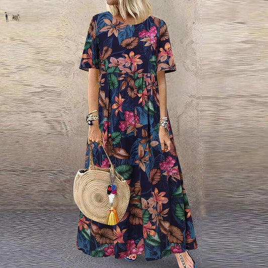 Loto™ | Vestido largo con estampado floral vibrante